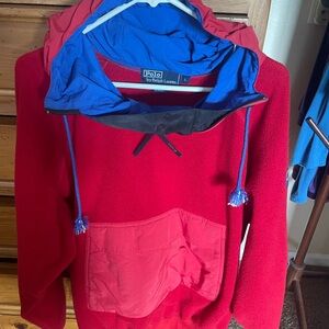 Polo Ralph Lauren Red and Blue Polar Fleece Hoodie